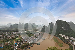 Aerial view of karst landform