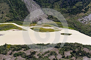 Aerial view of the Kaskawulsh River in Kluane National Park, Yukon, Canada