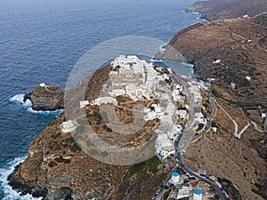 Aerial view on Kastro, Sifnos greek island, summer