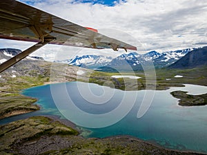 Aerial view of Katmai Natinional Park wilderness from sea plane