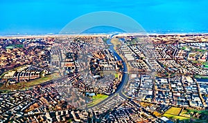 Aerial view of Katwijk town in the Netherlands