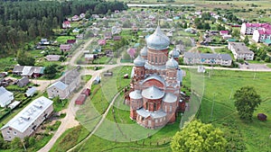 Aerial view of Kazan womens monastery on Gorushka. City of Danilov. Russia