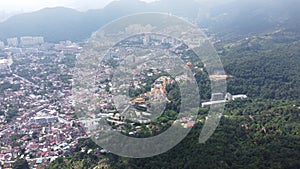 Aerial view Kek Lok Si temple and Ayer Itam town