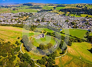 Aerial view of Kendal in Lake District, a region and national park in Cumbria in northwest England