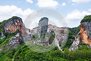 Aerial view of Khao Khuha mountain in Songkhla, Thailand