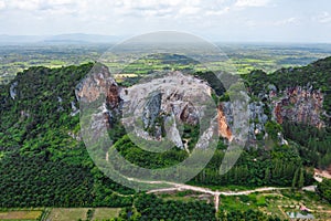 Aerial view of Khao Khuha mountain in Songkhla, Thailand