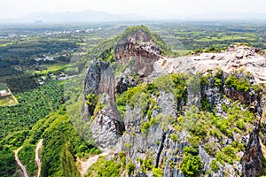 Aerial view of Khao Khuha mountain in Songkhla, Thailand