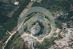 Aerial view of Khao Khuha mountain in Songkhla, Thailand