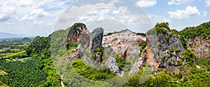 Aerial view of Khao Khuha mountain in Songkhla, Thailand