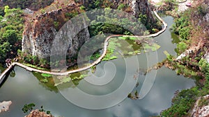 Aerial view of Khao Ngu Stone Park in Ratchaburi, Thailand