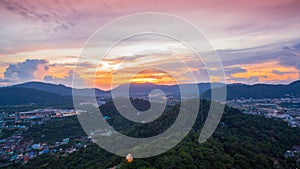 aerial view at Khao Rang viewpoint landmark of Phuket town.