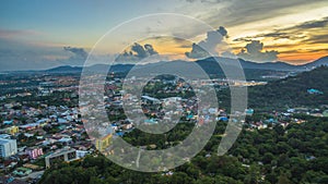 aerial view at Khao Rang viewpoint landmark of Phuket town.