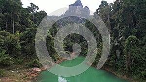 Aerial view of Khao Sok national park, in Cheow lan lake, Surat Thani, Thailand