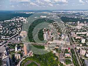 Aerial view Kharkiv city, Nauky Ave, Sarzhyn Yar