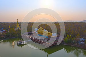 Aerial view Khon Kaen province with Wat Pa Kittiya Nuson at Amphoe Phu Wiang