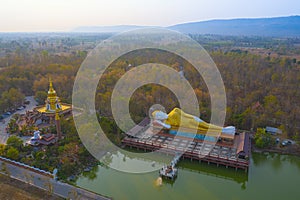 Aerial view Khon Kaen province with Wat Pa Kittiya Nuson at Amphoe Phu Wiang