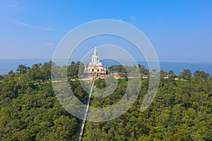 Aerial view Khon Kaen province with Wat Phra Bat Phu Pan Kham in Thailand photo
