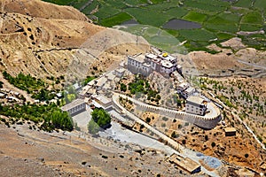 Aerial view of Ki Gompa monastery, Spiti Valley, Himachal Prades