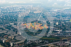 aerial view of kiev the capital ukraine during on a cloudy day