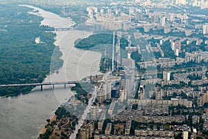 aerial view of kiev the capital ukraine during on a cloudy day