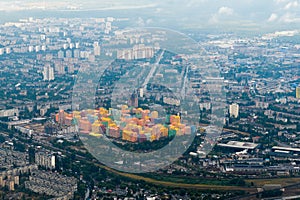 aerial view of kiev the capital ukraine during on a cloudy day