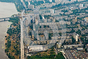 aerial view of kiev the capital ukraine during on a cloudy day