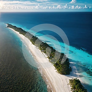 Aerial view of Kiribati inn the middle of the Pacific Ocean. made with Generative AI