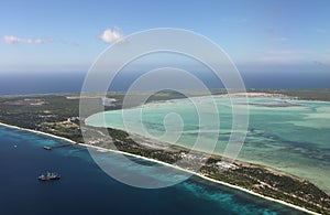 Aerial view of Kiritimati Island, Kiribati