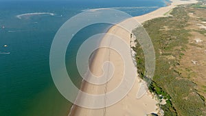 Aerial view of kitesurfers in the Netherlands