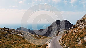 Aerial view of The Knotted tie - nudo de corbata, mountain road leading to Cap De Formentor On Mallorca, Beleric islands photo