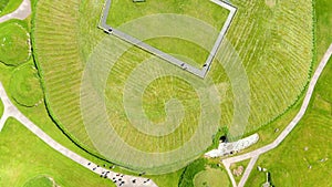 Aerial view of Knowth, the largest, most remarkable ancient monument in Ireland
