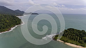 Aerial View of Koh Chang, Thailand with beach and blue water