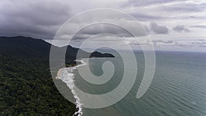 Aerial View of Koh Chang, Thailand with trees and water