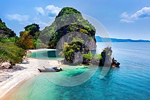 Aerial view of Koh Hong island in Krabi, Thailand. photo