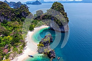 Aerial view of Koh Hong island in Krabi, Thailand photo