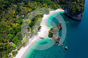 Aerial view of Koh Hong island in Krabi, Thailand photo