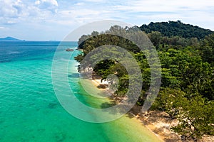 Aerial view of Koh Kradan island in Trang, Thailand