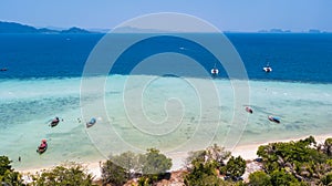 Aerial view of Koh Kradan, Trang Thailand.long and wide beach