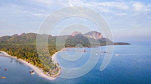 aerial view of koh mook or muk island in morning.It is a small idyllic island in the Andaman Sea in the south of Thailand