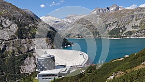 Aerial view of Kolnbrein Dam in Carinthia, Austria.
