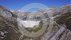 Aerial view of Kolnbrein Dam in Carinthia, Austria.