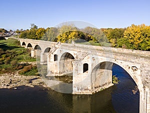 Aerial view of Kolyu Ficheto Bridge in Byala, Bulgaria