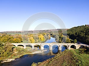 Aerial view of Kolyu Ficheto Bridge in Byala, Bulgaria