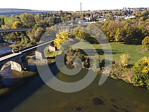 Aerial view of Kolyu Ficheto Bridge in Byala, Bulgaria