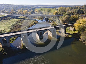 Aerial view of Kolyu Ficheto Bridge in Byala, Bulgaria