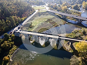 Aerial view of Kolyu Ficheto Bridge in Byala, Bulgaria