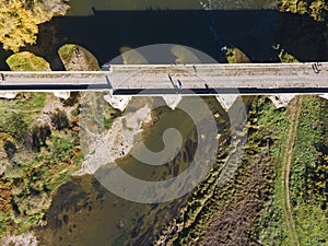 Aerial view of Kolyu Ficheto Bridge in Byala, Bulgaria