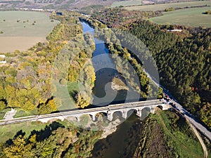 Aerial view of Kolyu Ficheto Bridge in Byala, Bulgaria