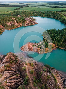 Aerial view of Konduki, Romancevskie gory in Tula Oblast, Russia