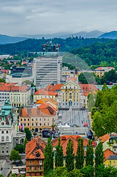 aerial view of the kongresni trg square in the slovenian capital ljubljana...IMAGE